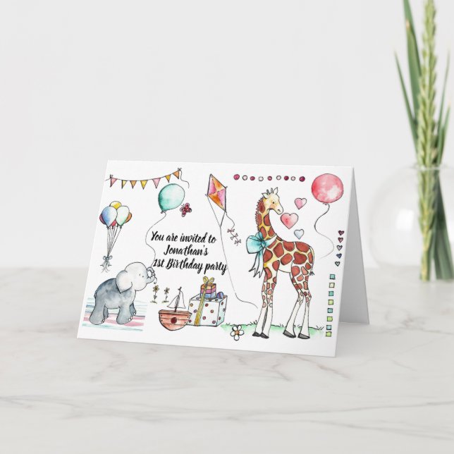 Inbjudan till flicka eller pojkar 1:a födelsedag (Framsida)