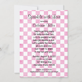 Inbjudan till Flicka Rosa Gingham Sprinkle Shower