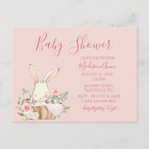 Inbjudan till Flicka Rosa Script Cute Elegant Baby