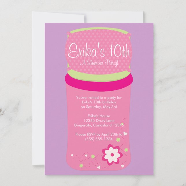 Inbjudan till flickslummerpartiet (Framsida)