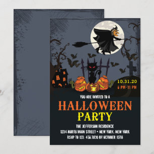 Inbjudan till flygande Witch Black Halloween fest