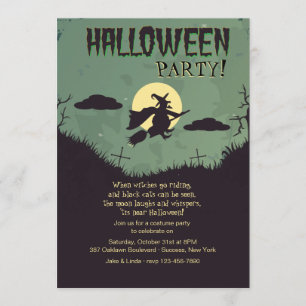 Inbjudan till flygande Witch Halloween fest