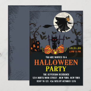 Inbjudan till flygande Witch Halloween fest