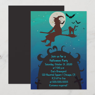 Inbjudan till flygande Witch och Halloween fest Ca
