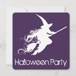 Inbjudan till flygande Witch Silhouette Halloween