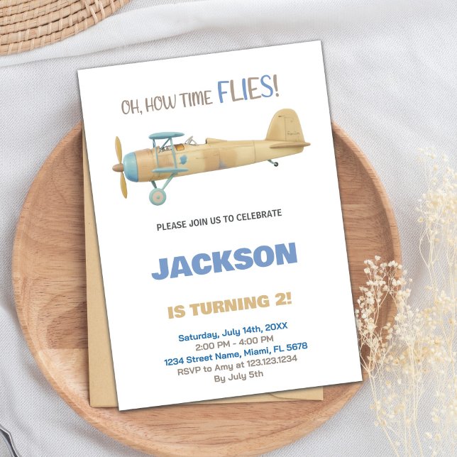 Inbjudan till flygplanet på födelsedagen (Airplane Birthday Invitations)