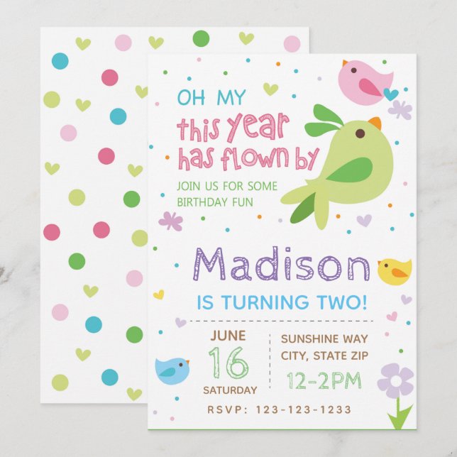 Inbjudan till födelsedag (Fram/baksida)