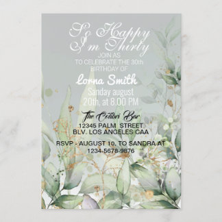 Inbjudan till födelsedag| Eucalyptus Greenery Wate