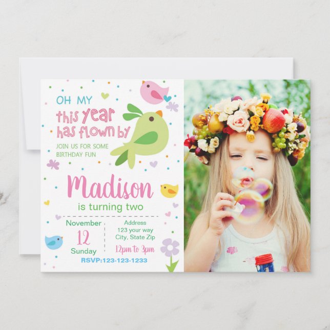 Inbjudan till födelsedag med foto (Framsida)