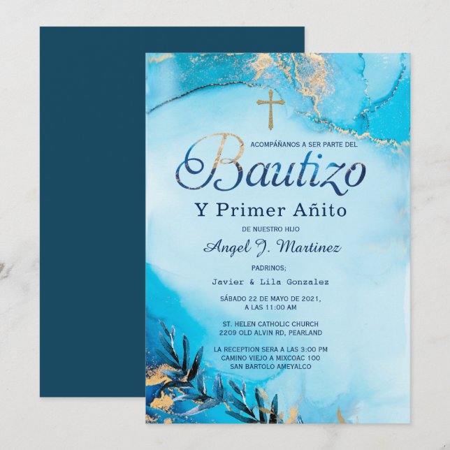 Inbjudan till födelsedag och baptism (Fram/baksida)