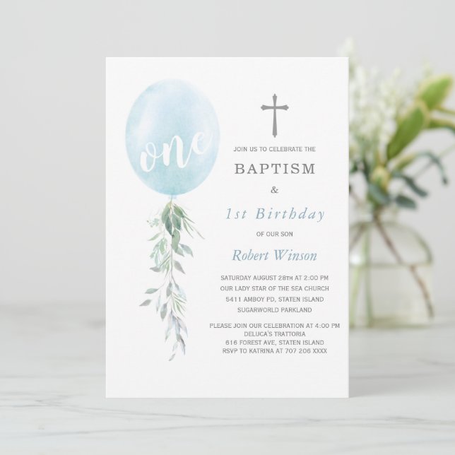 Inbjudan till födelsedag och baptism (Stående Fram)
