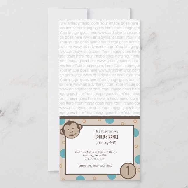 Inbjudan till födelsedagarfotokort för apa (Framsida)