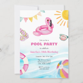 Inbjudan till födelsedagen bassäng Party
