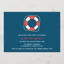 Inbjudan till födelsedagen bassäng Party