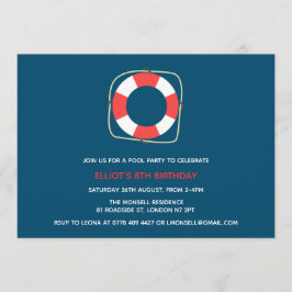 Inbjudan till födelsedagen bassäng Party