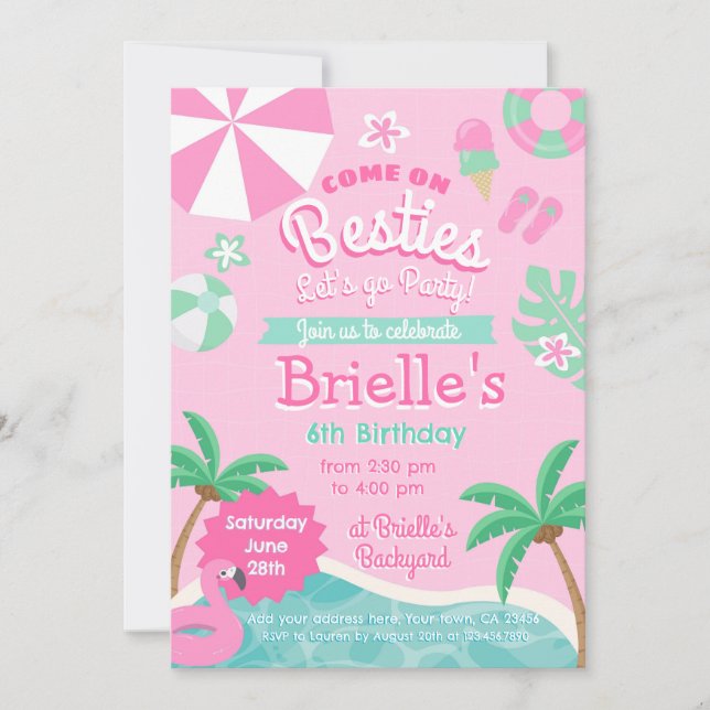 Inbjudan till födelsedagen bassäng Party (Framsida)