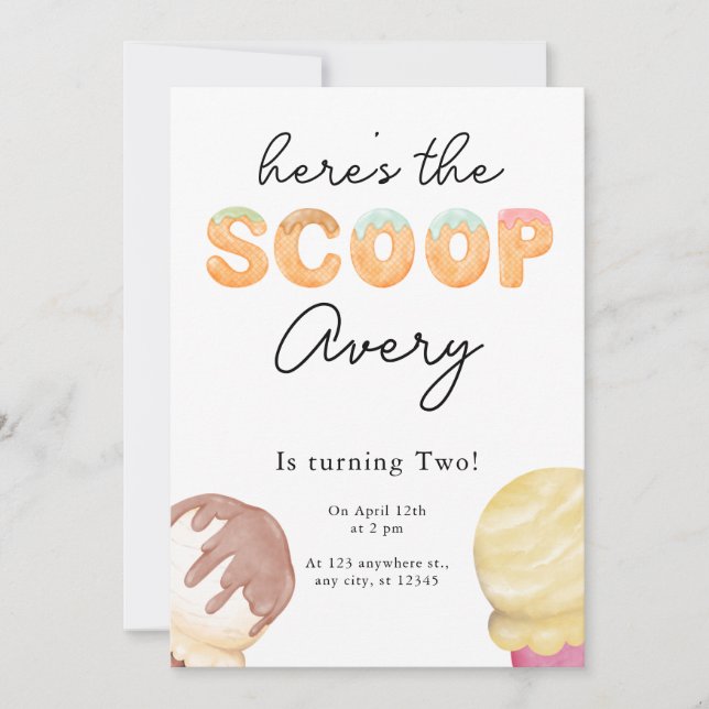 Inbjudan till födelsedagen för Ice Cream Party (Framsida)