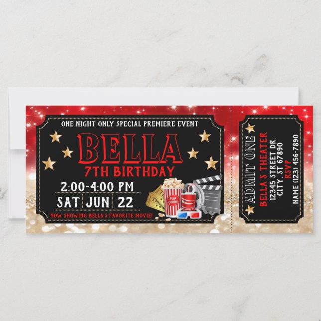 Inbjudan till födelsedagen för Movie Biljett (Framsida)