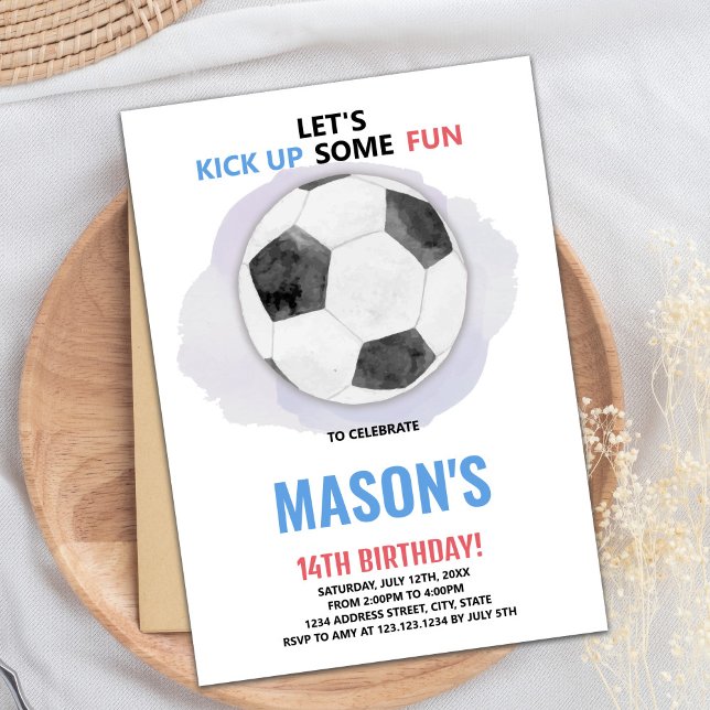 Inbjudan till födelsedagen i Boll (Center Ball Soccer Birthday Invitations)