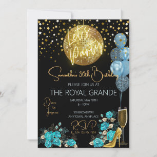 Inbjudan till födelsedagen i Classy Blue och Guld