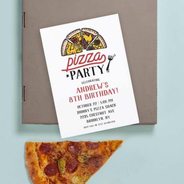 Inbjudan till födelsedagen i Pizza Party (Skapare uppladdad)