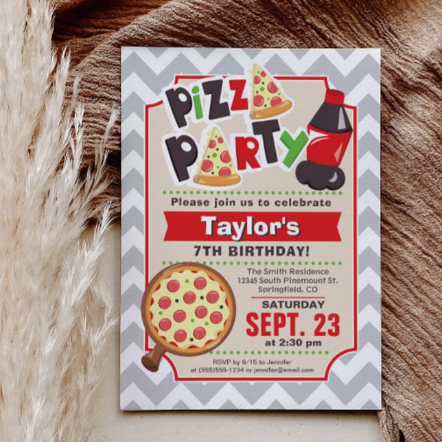 Inbjudan till födelsedagen i Pizza Party (Skapare uppladdad)