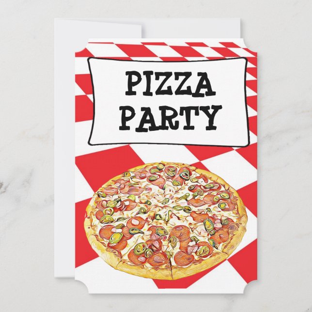 Inbjudan till födelsedagen i Pizza Party (Framsida)