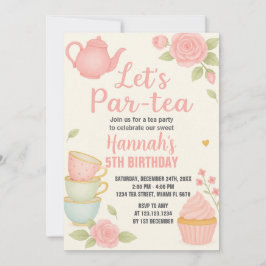 Inbjudan till födelsedagen i Tea Party med Blommig