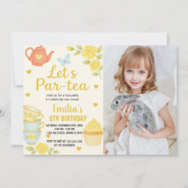 Inbjudan till födelsedagen i Tea Party med foto