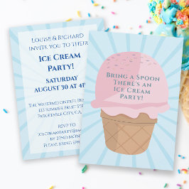 Inbjudan till födelsedagen Ice Cream Firande Party