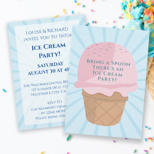 Inbjudan till födelsedagen Ice Cream Firande Party