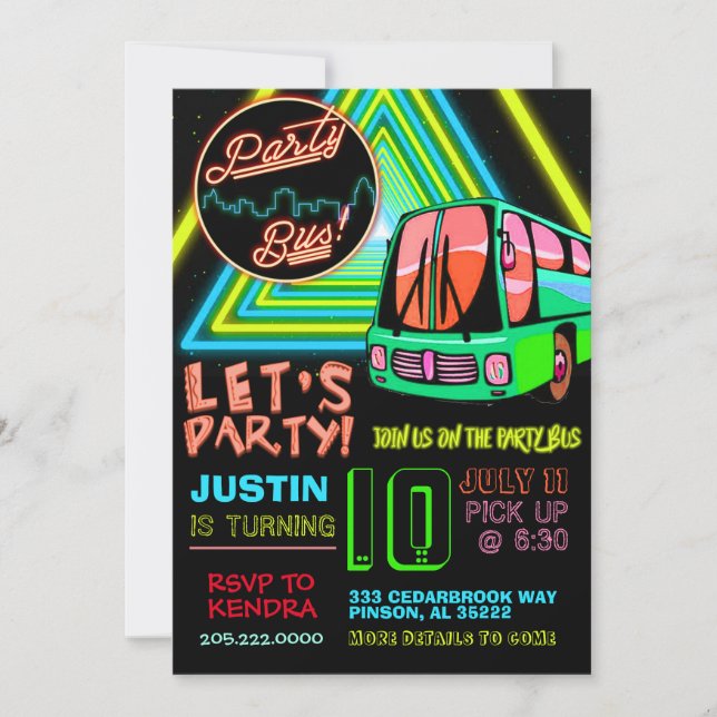 Inbjudan till födelsedagen party Buss (Framsida)