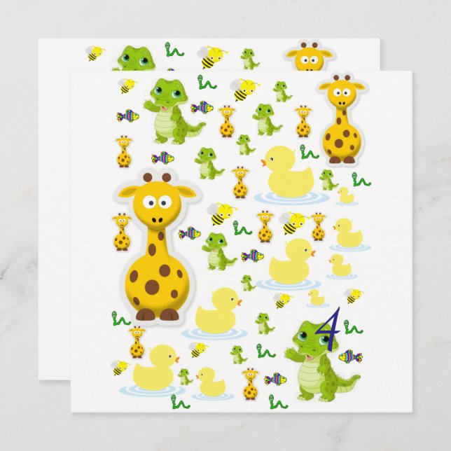 Inbjudan till födelsedags kort (Fram/baksida)