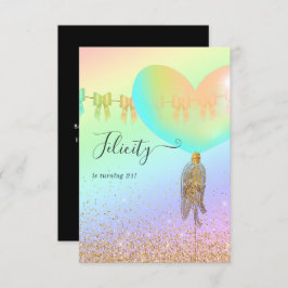 Inbjudan till Födelsedagsfest av regnbåge och Guld