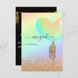 Inbjudan till Födelsedagsfest av regnbåge och Guld