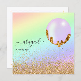 Inbjudan till Födelsedagsfest av regnbåge och Guld