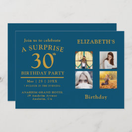 Inbjudan till födelsedagsfest Blue Guld Photo Coll