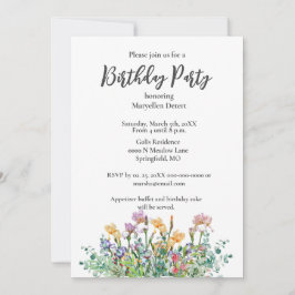 Inbjudan till födelsedagsfest Irises and Grey Inve