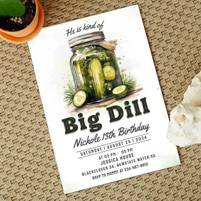 Inbjudan till födelsedagsfest med tema Pickles och (Pickles and Jar Birthday Invitation Party)