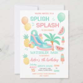 Inbjudan till födelsedagsfest med vattenrutschbana