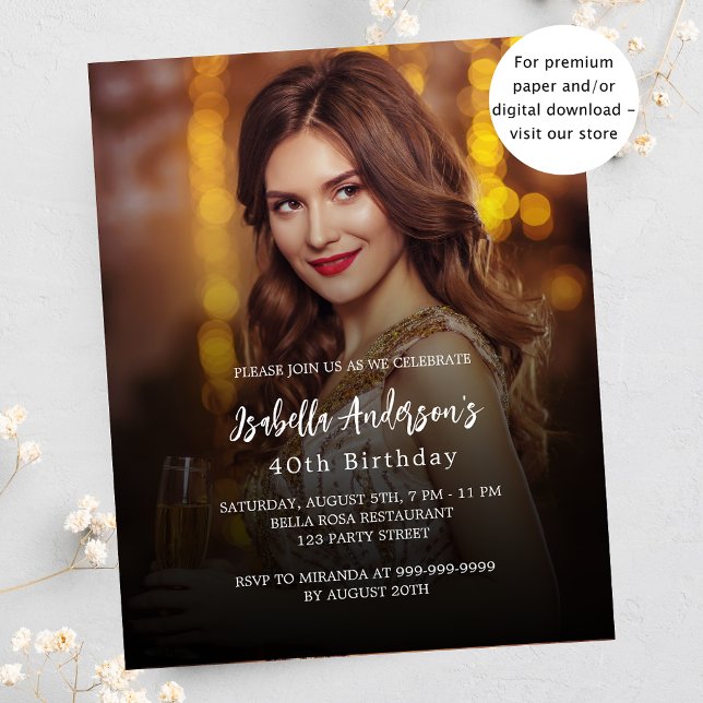 Inbjudan till födelsedagsfestens fotobudget flygblad (Skapare uppladdad)