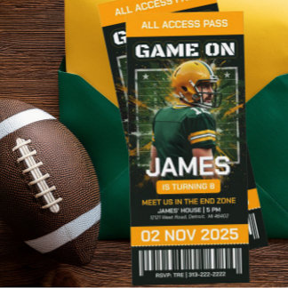 Inbjudan till födelsedagsfirande med Green Bay Foo