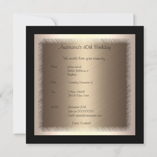 Inbjudan till födelsedagsglamor 2 (Framsida)