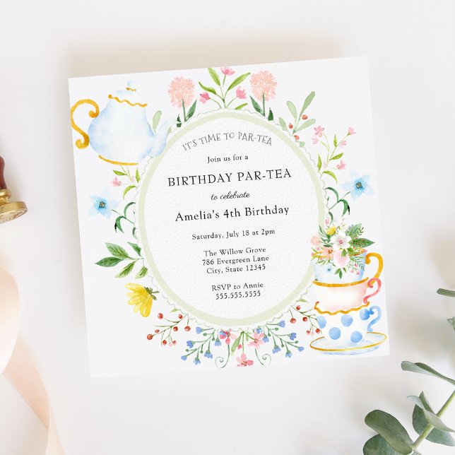 Inbjudan till födelsedagsinbjudan till Tea Party W (Skapare uppladdad)