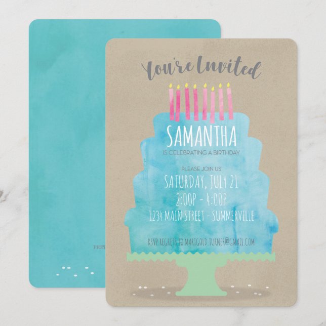 Inbjudan till födelsedagskaka (Fram/baksida)