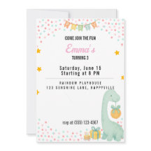 Inbjudan till födelsedagspartiet Turning 3 Dino