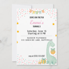 Inbjudan till födelsedagspartiet Turning 3 Dino