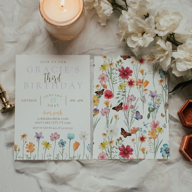 Inbjudan till födelsedagstest - Boho-Blommigten (Skapare uppladdad)