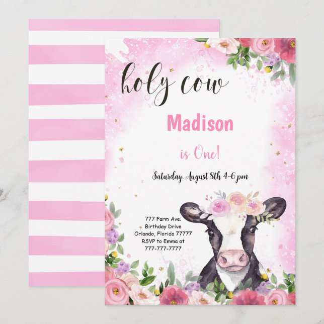 Inbjudan till födelsedagstid (Fram/baksida)