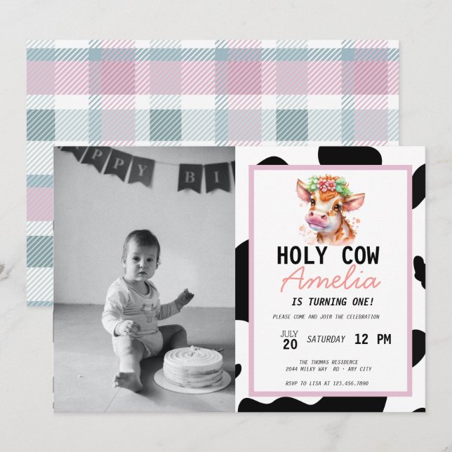 Inbjudan till födelsedagstid (Fram/baksida)